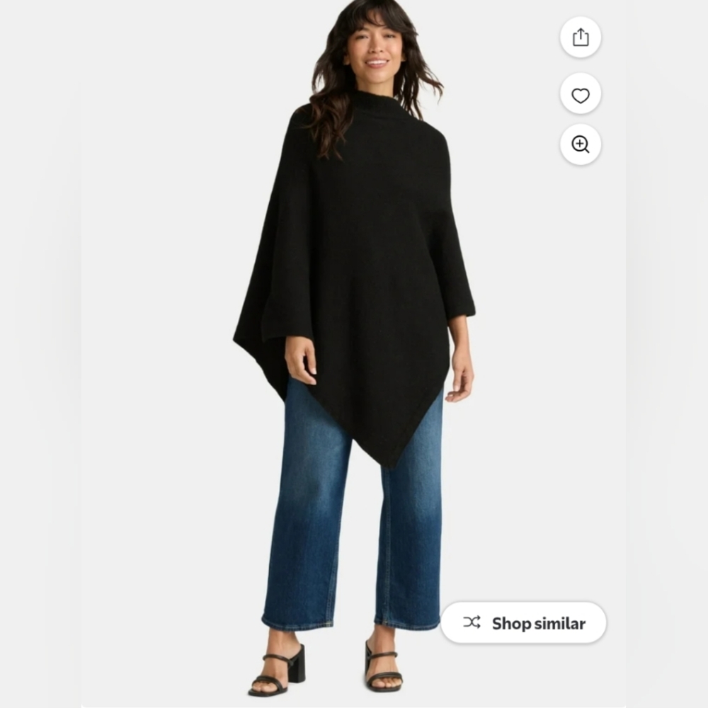 NWT Black Super Soft Mock Neck Sweater Poncho